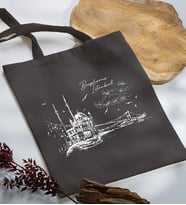 BK Gift İstanbul Tasarımlı Antrasit Kumaş Bez Çanta, Baskılı Omuz Çantası, Alışveriş Çantası, Anneye Hediye-2