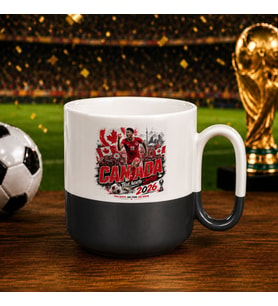 BK Gift Kanada Taraftar Temalı 2026 Dünya Kupası Tasarımlı Siyah Joyful Kupa Bardak