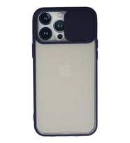 Pilelistore   iPhone 13 Pro Max Kılıf Palm Buzlu Kamera Sürgülü Silikon - Lacivert