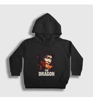 Presmono Unisex Çocuk Siyah The Dragon Bruce Lee Kapüşonlu Sweatshirt 256872tt