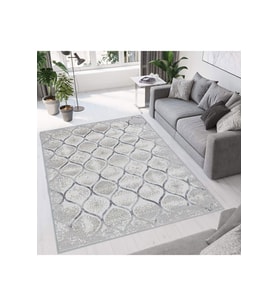 Rovigo Home Dijital Baskı Yıkanabilir Kaymaz Taban Salon Halısı  RVG0672 (Gri)