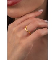 14 Ayar Altın Dalgalı Ajda Yüzük (Rose)