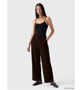 LCWAIKIKI Classic Bordo Beli Lastikli Geniş Paça Kadın Pantolon