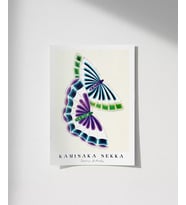 Çerçevesiz Poster Kamisaka Sekka İki Japon Kelebeği (Çok Renkli)