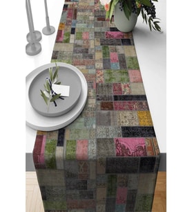 Çok Renkli Patchwork Premium Masa Örtüsü Runner RNR346