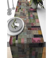 Çok Renkli Patchwork Premium Masa Örtüsü Runner RNR346
