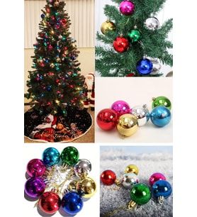 6’lI Yılbaşı Çam Ağacı Süsü Renkli – 4 cm Parlak Karışık Renk Top Süsler Noel Çam Ağacı Süsü