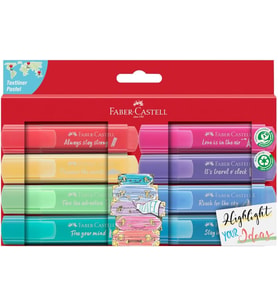 Faber-Castell Fosforlu Kalem Seti, 8’Li, Pastel Renkler, Kutulu, Su Bazlı Mürekkep, Kesik Uç, 3 Fark (Standart)