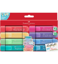Faber-Castell Fosforlu Kalem Seti, 8’Li, Pastel Renkler, Kutulu, Su Bazlı Mürekkep, Kesik Uç, 3 Fark (Standart)