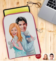BK Gift Kişiye Özel Sevgililer Karikatürlü Taşınabilir Koruyucu Tablet Kılıfı & Organizer Çanta - Pembe-87