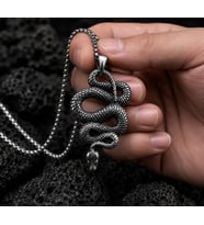 Paslanmaz Çelik Antik Gümüş Renk Gotik Stil Mistik Snake Yılan Kolye