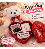 Sevgiliye Özel Ayıcık Hediye Kutusu – 10 Fotoğraf, Kişiye Özel Not ve Spotify Şarkı Kodu