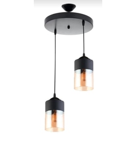 RİOLİGHT İKİLİ CAMLI SARKIT AVİZE ÇAP: 30CM (Siyah)