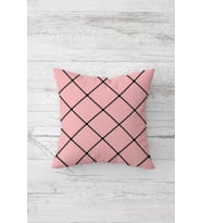 Geometrik Karo Desen Çift Tarafı Baskılı Gizli Fermuarlı Yastık Kılıfı Kırlent Koltuk Yastık Kılıfı (Siyah-Pembe)