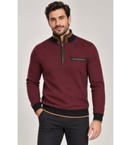 Dewberry Erkek Pamuklu Sweatshirt Desenli Bordo 9039 Günlük Üst Giyim, Hafta Sonu Kombini, Seyahat Gardırobu