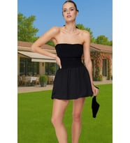 Straplez A Kesim Mini Poplin Elbise Mezuniyet Balo Trend Tasarım Günlük Kullanım İçin