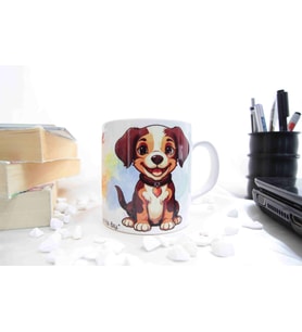 Yavru Köpek Temalı Özel Tasarım Baskılı Kupa Bardak 370 ml