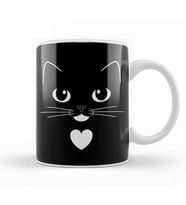 Tuxedo Cat Face with Heart Cute Ginger Cat Kedi Kupa Bardak Porselen