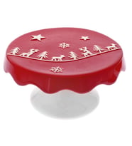 1 Adet 16x9cm Seramik Mini Pasta Mum Standı Yılbaşı Kırmızı