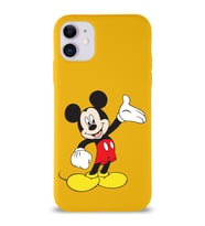 Apple iPhone 11 Uyumlu Lansman Kılıf Mickey Mouse Tasarımlı Altı Kapalı İçi Kadife Kaplı  Kapak (Şeffaf)