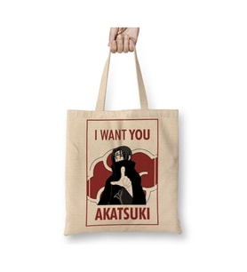 Recruta Akatsuki Naruto Beyaz Bez Çanta Uzun Saplı Alışveriş Çantası Plaj Çantası