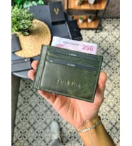 VİSSO 606 Hakiki Deri İnce Sade Mini Kredi Kartlık Model Kadın Erkek Kullanım İsme Kişiye Özel Kağıt Para Bölmeli Kartlık Cüzdan Portföy Çanta YEŞİL CRAYZ