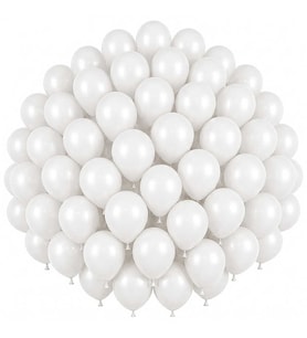 Beyaz Renk Lateks Pastel Balon (30 cm) - 50 Adet