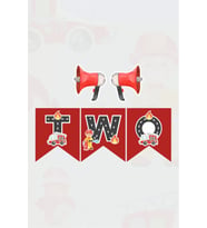 İtfaiye Temalı TWO 2 Banner (Kalın Kağıt) Doğum Günü