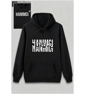 Sevgililer Günü Hanımcı Hediye Baskılı Oversize Kapüşonlu Sweatshirt - Siya