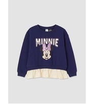 LCW Kids Lacivert Minnie Mouse Baskılı Taşlı Kız Çocuk Sweatshirt