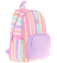 Kaukko Rainbow Kız Çocuk Üç Bölmeli İlkokul ve Ortaokul Çantası - Mor Çok Renkli Çizgili - K1801