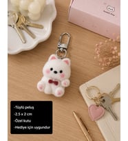 Sevimli Peluş Kedi Charm Anahtarlık Hediye Aksesuar Çanta ve Anahtar Süsü