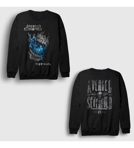 Presmono Unisex Siyah Nightmare Avenged Sevenfold Sırt Baskılı Sweatshirt 518397tt