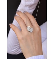 Papatya Silver 925 Ayar Rodyum Kaplama Zirkon Taşlı Ayak İzi Kolye