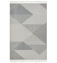 Gri Kilim Geometrik Desenli Modern Salon Kilimi Makine Dokuma Kabartmalı Yüzey Koridor