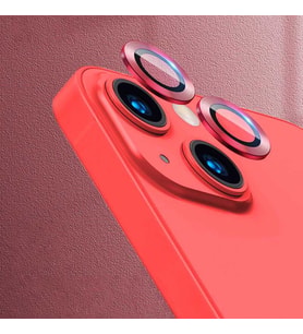 Apple Apple iPhone 13 Mini Kamera Lens Koruyucu HD Kalite Çerçeveli Tempered Glass Cam (Kırmızı)