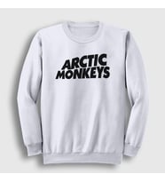 Presmono Unisex Beyaz Logo Arctic Monkeys Sweatshirt 14479tt (Beyaz)