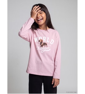 LCW Kids Pembe Baskılı Kız Çocuk Tişört