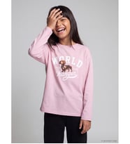 LCW Kids Pembe Baskılı Kız Çocuk Tişört