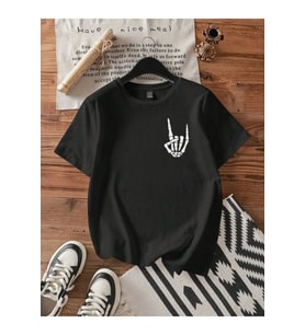 Baskılı T-shirt - Siyah