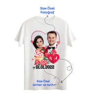 Sevgili ve Eşlere Özel Dijital Baskılı Unisex Tshirt, Günlük Kullanıma Uygun Pamuklu Regular Tshirt (Beyaz)