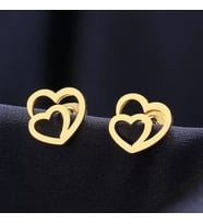 Kişiye Özel 925 Ayar Gümüş Kalp Küpe (Gold)