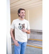 Erkek Kısa Kol Yazlık Tişört Bisiklet Yaka Baskılı Oversize T-Shirt - Beyaz