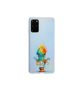 Samsung Galaxy S20 Plus ile uyumlu Splash ahtapot tasarımlı şeffaf silikon kılıf