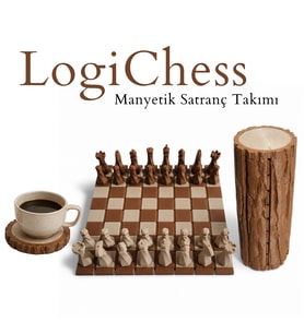LogiChess Ahşap Dokulu Manyetik Satranç Takımı