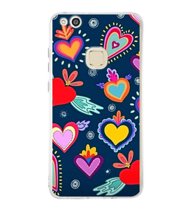 PrintiFy Huawei P10 Lite ile Uyumlu 1mm Slim Fit Retro Renkler 3 Baskılı Şeffaf  Kılıf