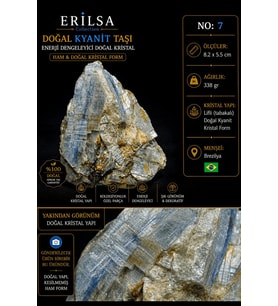 Sertifikalı Doğal Kyanit Taşı Kütle – Ham Mavi Kristal Koleksiyonluk Mineral Taşı NO7