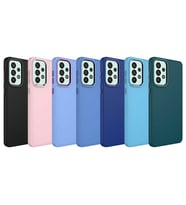 Samsung Galaxy A33 5G Uyumlu Kılıf Metal Çerçeve ve Buton Tasarımlı Silikon Zore Luna Kapak (Koyu Lila)