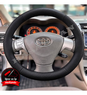 Toyota Avensis T250 Dikme Direksiyon Kılıfı Premium Komple Delikli Deri Siyah Dikiş Comfort-Elegant-Executive 2003-2006