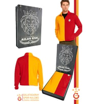 Galatasaray Orijinal Lisanslı Sarı Kırmızı Parçalı Hakim Yaka Sweat Ahşap Kutulu (Sarı-Kırmızı)